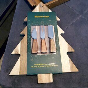 NWT B+B Bread+Butter Acacia Wood 4-piece Cheese set
